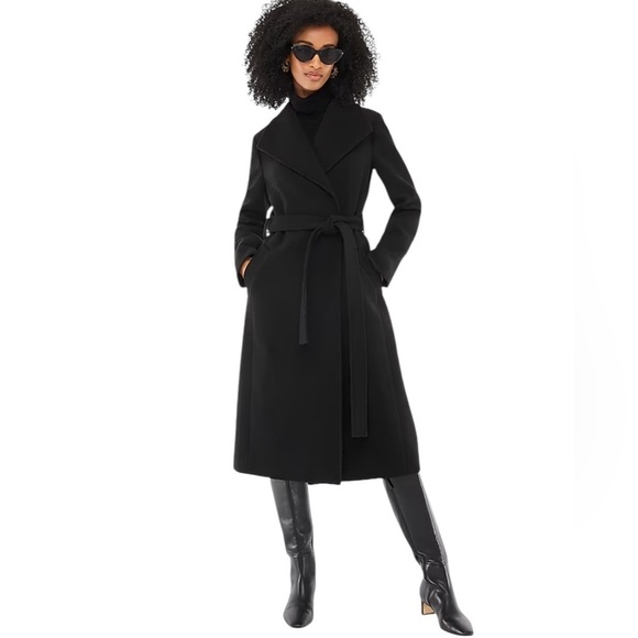 NEW J. Crew Factory Belted Wool-Blend Coat Long Trench Style in Black Size 12 - Picture 1 of 5